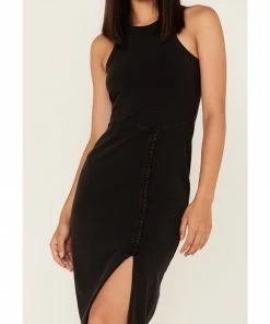 Cleo + Wolf Women's Halter Slit Midi Dress -Cleo & Wolf Shop 2000364838 001 P3