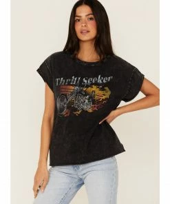 Cleo + Wolf Women's Thrill Seeker Moto Graphic Relaxed Tee