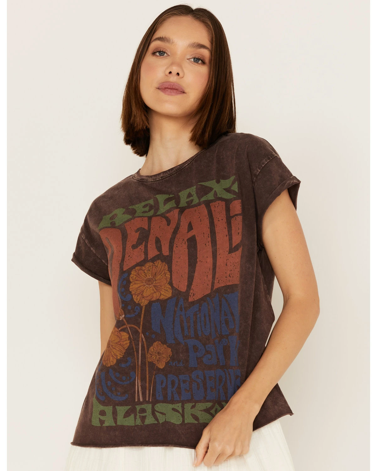 Cleo + Wolf Women's Denali Graphic Tee Dark Brown 5 Cleo + Wolf Women's Denali Graphic Tee Dark Brown - Image 5