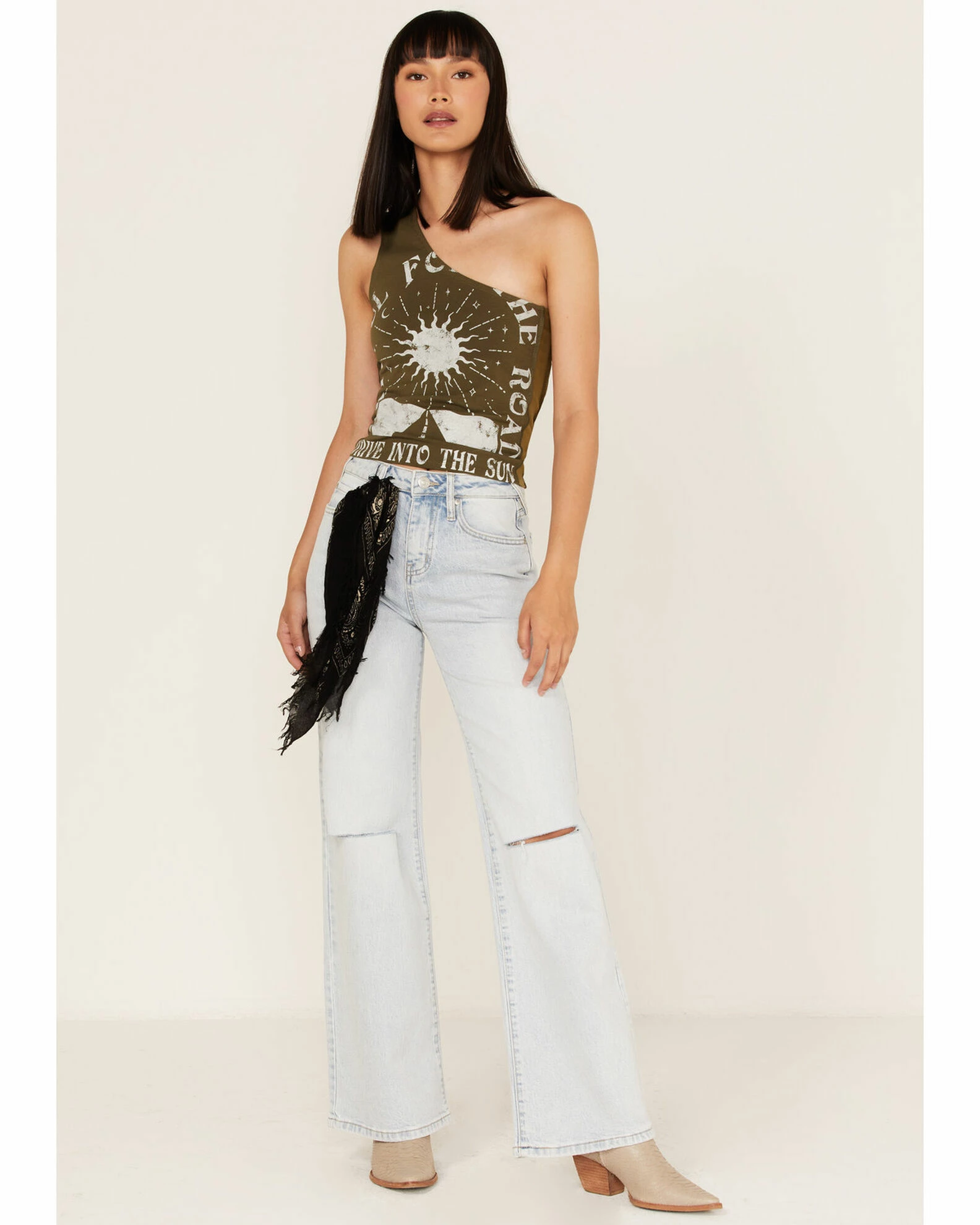 Cleo + Wolf Women's Drive Into The Sun Graphic One Shoulder Tank Top 2 Cleo + Wolf Women's Drive Into The Sun Graphic One Shoulder Tank Top - Image 2