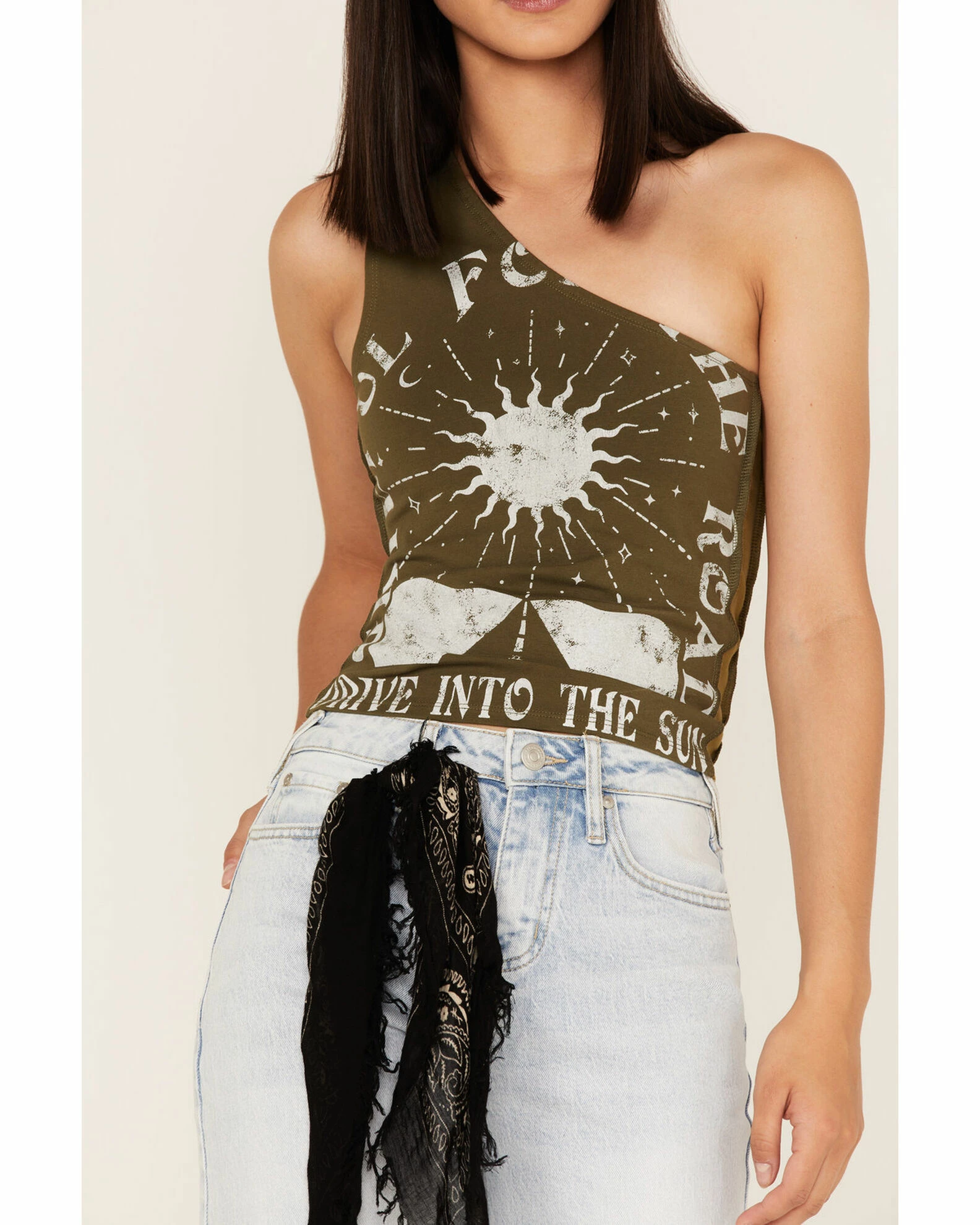 Cleo + Wolf Women's Drive Into The Sun Graphic One Shoulder Tank Top 3 Cleo + Wolf Women's Drive Into The Sun Graphic One Shoulder Tank Top - Image 3