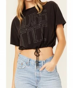Cleo + Wolf Women's Living Free Graphic Drawcord Crop Tee  -Cleo & Wolf Shop 2000364848 001 P3