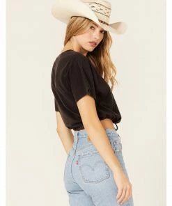 Cleo + Wolf Women's Living Free Graphic Drawcord Crop Tee  -Cleo & Wolf Shop 2000364848 001 P4