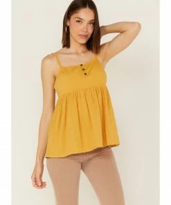 Cleo + Wolf Women's Knit Babydoll Tank Top Gold