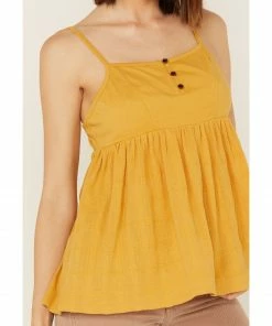 Cleo + Wolf Women's Knit Babydoll Tank Top Gold -Cleo & Wolf Shop 2000364853 710 P3