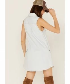Cleo + Wolf Women's Medium Wash Sleeveless Denim Shirt Dress -Cleo & Wolf Shop 2000364854 414 P4