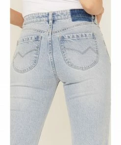 Cleo + Wolf Women's Light Wash High-Rise Distressed Straight Jeans Blue -Cleo & Wolf Shop 2000364985 400 P4