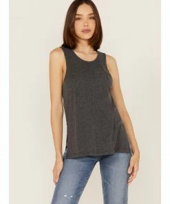 Cleo + Wolf Women's Crossover Back Tank Top Grey -Cleo & Wolf Shop 2000365197 200 P1 1