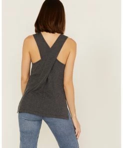 Cleo + Wolf Women's Crossover Back Tank Top Grey -Cleo & Wolf Shop 2000365197 200 P4