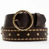 Cleo + Wolf Women's Studded Rivet Leather Retro Belt Dark Brown