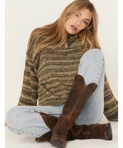 Cleo + Wolf Women's Space Dye Henley Sweater Olive -Cleo & Wolf Shop 2000372953 341 P1 1