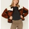 Cleo + Wolf Women's Colorblock Corduroy Trucker Jacket Brown