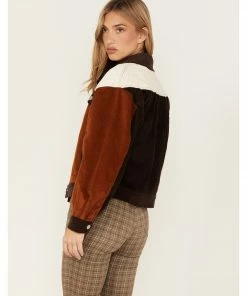 Cleo + Wolf Women's Colorblock Corduroy Trucker Jacket Brown -Cleo & Wolf Shop 2000373339 200 P4