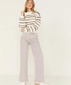 Cleo + Wolf Women's High-Rise Distressed Stretch Loose Wide Jeans Purple -Cleo & Wolf Shop 2000373344 500 P1 1