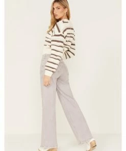 Cleo + Wolf Women's High-Rise Distressed Stretch Loose Wide Jeans Purple -Cleo & Wolf Shop 2000373344 500 P3