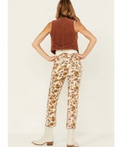 Cleo + Wolf Women's Country Garden Floral Print High-Rise Bootcut Jeans Cream -Cleo & Wolf Shop 2000373349 110 P3