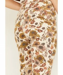 Cleo + Wolf Women's Country Garden Floral Print High-Rise Bootcut Jeans Cream -Cleo & Wolf Shop 2000373349 110 P4