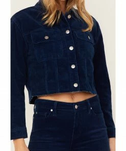 Cleo + Wolf Women's Cropped Corduroy Jacket Indigo -Cleo & Wolf Shop 2000373353 402 P3