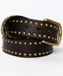 Cleo + Wolf Women's Studded Criss-Cross Keeper Vintage Belt Dark Brown -Cleo & Wolf Shop 2000373933 201 P1 1