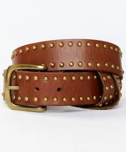 Cleo + Wolf Women's Studded Criss-Cross Keeper Vintage Belt Medium Brown -Cleo & Wolf Shop 2000373934 210 P1 1
