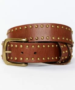 Cleo + Wolf Women's Studded Criss-Cross Keeper VintageĀ Belt Medium Brown