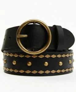 Cleo + Wolf Women's Black & Gold Studded Leather Belt