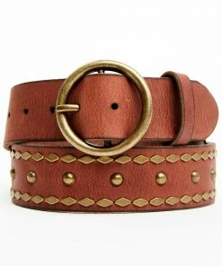 Cleo + Wolf Women's Brass Studded Leather Belt