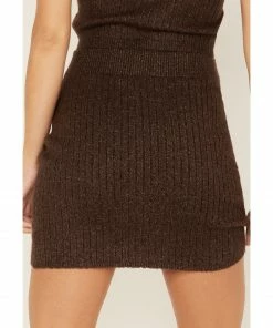 Cleo + Wolf Women's Ribbed Sweater Knit Skirt Chocolate 8 Cleo + Wolf Women's Ribbed Sweater Knit Skirt Chocolate -Cleo & Wolf Shop 2000374820 240 P4