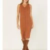 Cleo + Wolf Women's Ribbed Tank Midi Dress Brown