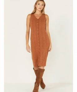 Cleo + Wolf Women's Ribbed Tank MidiĀ Dress Brown