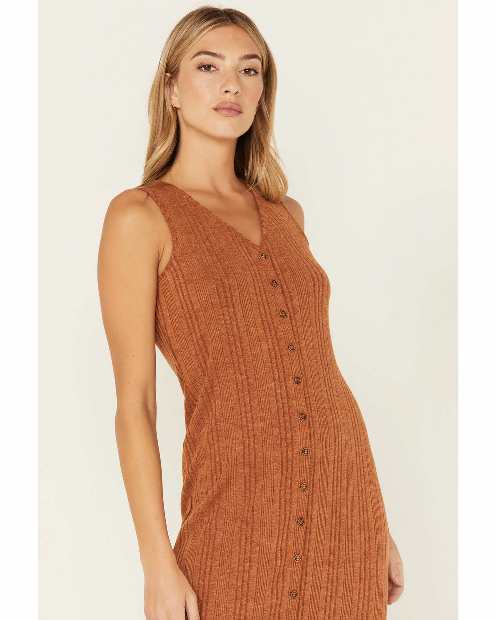 Cleo + Wolf Women's Ribbed Tank Midi Dress Brown 2 Cleo + Wolf Women's Ribbed Tank Midi Dress Brown - Image 2