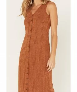 Cleo + Wolf Women's Ribbed Tank Midi Dress Brown 7 Cleo + Wolf Women's Ribbed Tank Midi Dress Brown -Cleo & Wolf Shop 2000374822 200 P3