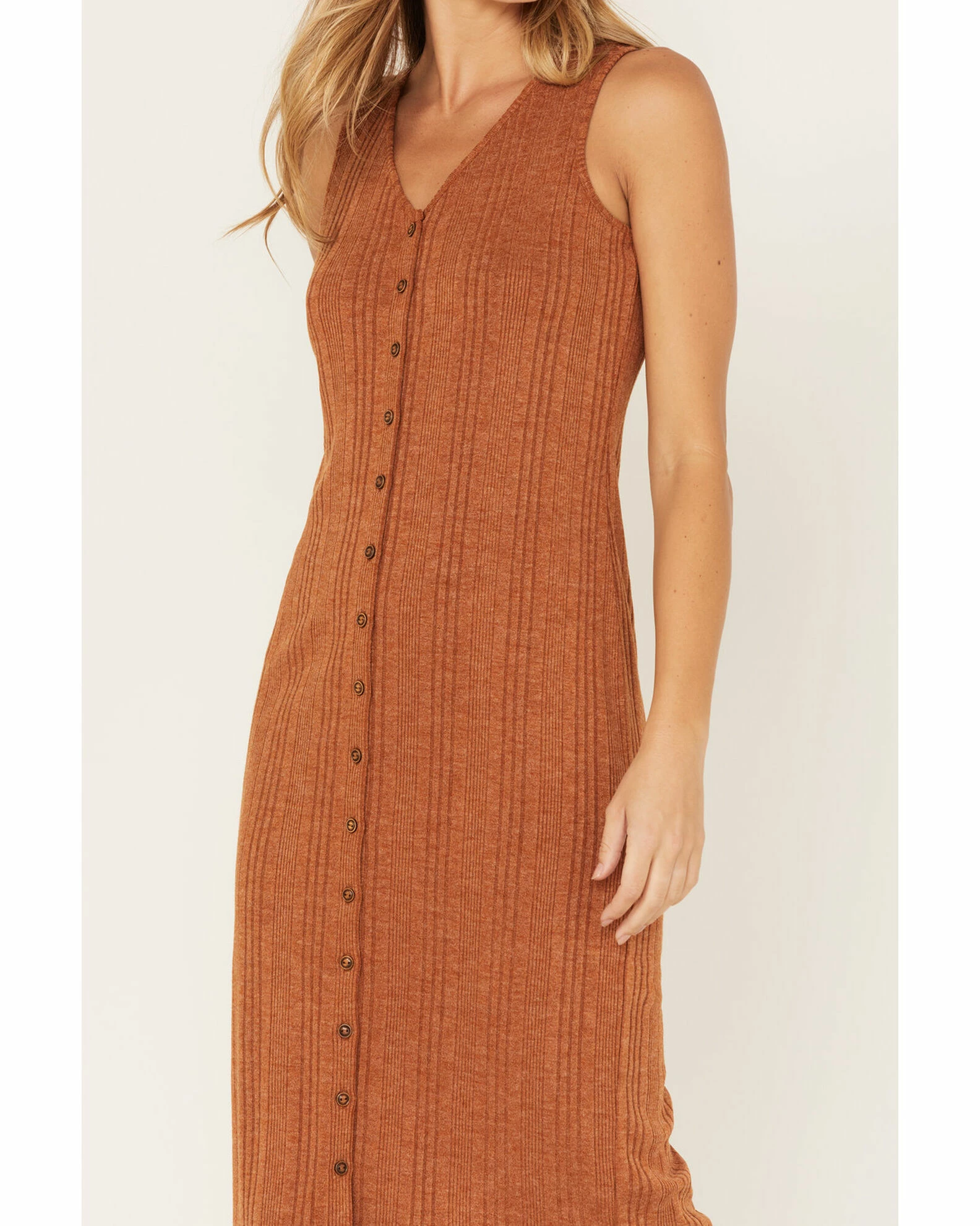 Cleo + Wolf Women's Ribbed Tank Midi Dress Brown 3 Cleo + Wolf Women's Ribbed Tank Midi Dress Brown - Image 3