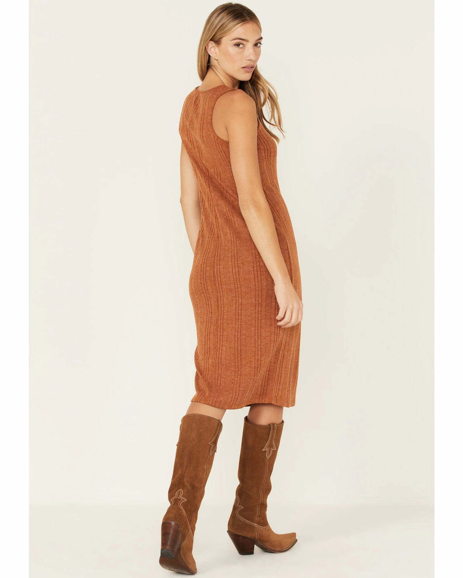 Cleo + Wolf Women's Ribbed Tank Midi Dress Brown 4 Cleo + Wolf Women's Ribbed Tank Midi Dress Brown - Image 4