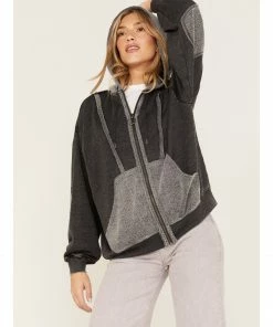 Cleo + Wolf Women's Seamed Zip Hoodie Black 9 Cleo + Wolf Women's Seamed Zip Hoodie Black -Cleo & Wolf Shop 2000374823 001 P1 1