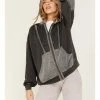 Cleo + Wolf Women's Seamed Zip Hoodie Black