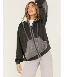 Cleo + Wolf Women's Seamed Zip Hoodie Black