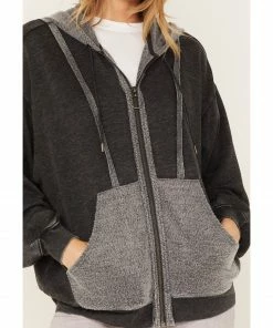 Cleo + Wolf Women's Seamed Zip Hoodie Black 7 Cleo + Wolf Women's Seamed Zip Hoodie Black -Cleo & Wolf Shop 2000374823 001 P3