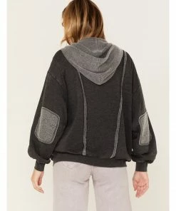 Cleo + Wolf Women's Seamed Zip Hoodie Black 8 Cleo + Wolf Women's Seamed Zip Hoodie Black -Cleo & Wolf Shop 2000374823 001 P4