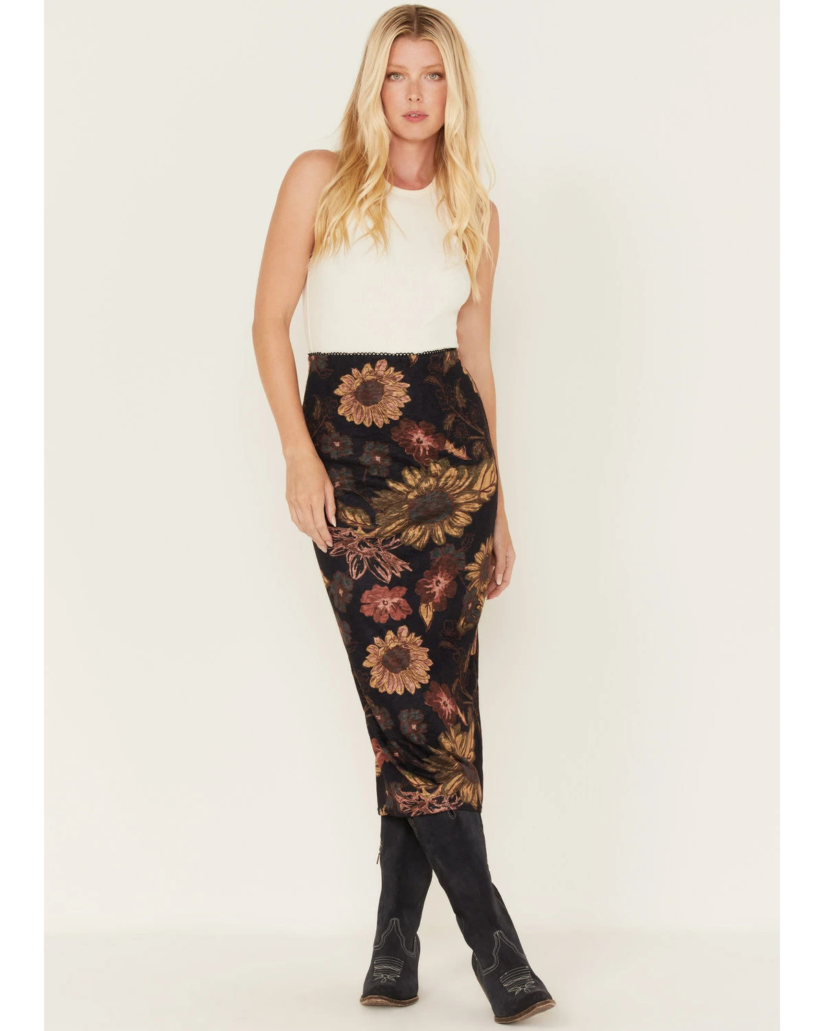 Cleo + Wolf Women's Floral Print Sheer Midi Skirt Black 5 Cleo + Wolf Women's Floral Print Sheer Midi Skirt Black - Image 5