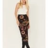Cleo + Wolf Women's Floral Print Sheer Midi Skirt Black