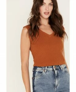 Cleo + Wolf Women's Ribbed V-Neck Tank Brown 7 Cleo + Wolf Women's Ribbed V-Neck Tank Brown -Cleo & Wolf Shop 2000374828 200 P3