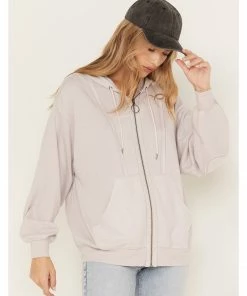 Cleo + Wolf Women's Seamed Zip Hoodie Light Purple
