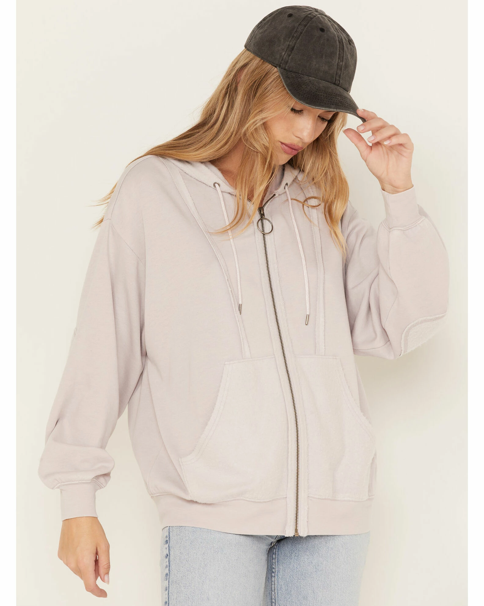 Cleo + Wolf Women's Seamed Zip Hoodie Light Purple 1 Cleo + Wolf Women's Seamed Zip Hoodie Light Purple