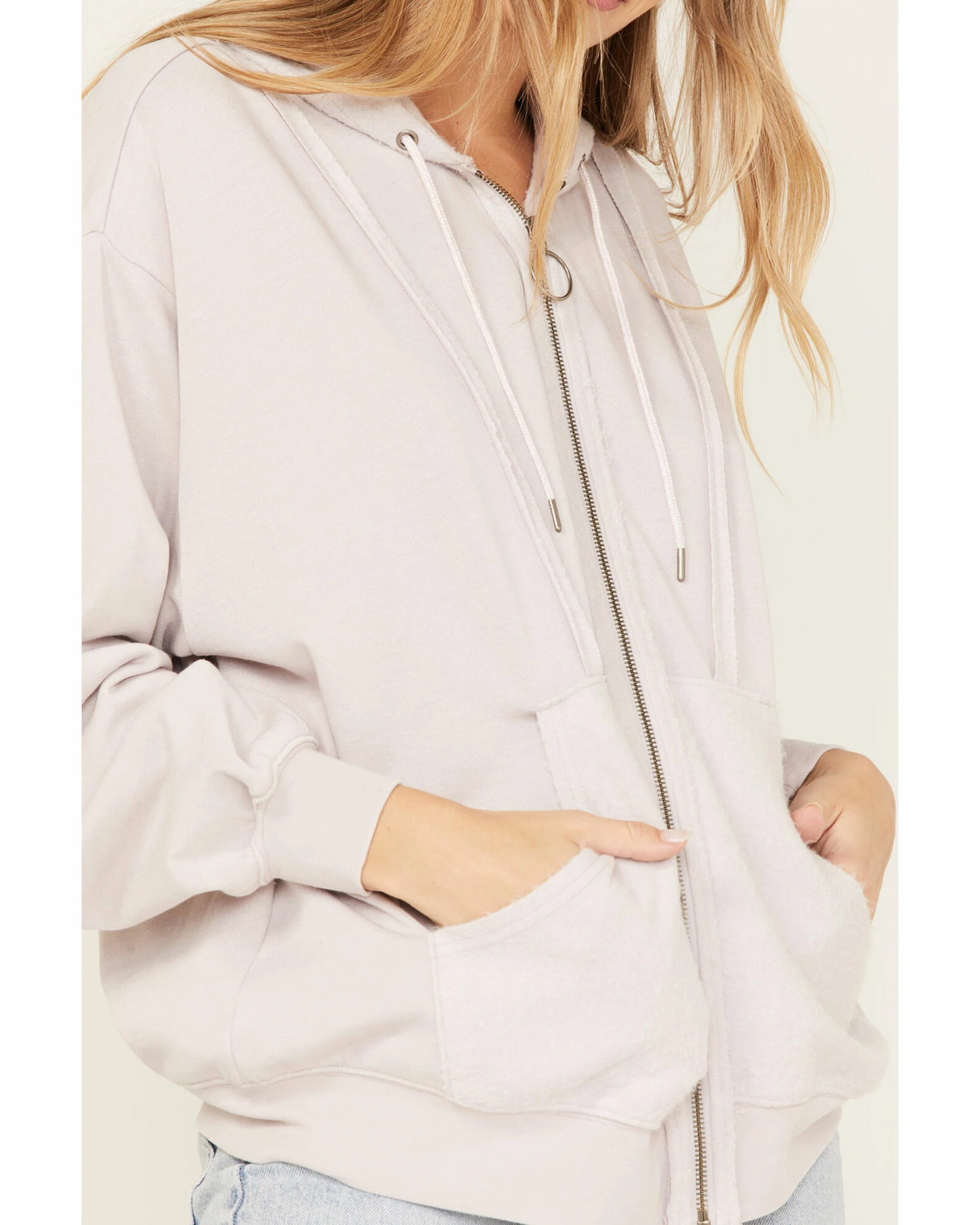 Cleo + Wolf Women's Seamed Zip Hoodie Light Purple 3 Cleo + Wolf Women's Seamed Zip Hoodie Light Purple - Image 3