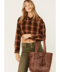 Cleo + Wolf Women's Brown Leather Tote Handbag Distressed Brown 7 Cleo + Wolf Women's Brown Leather Tote Handbag Distressed Brown -Cleo & Wolf Shop 2000375329 230 P1 1