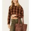 Cleo + Wolf Women's Brown Leather Tote Handbag Distressed Brown