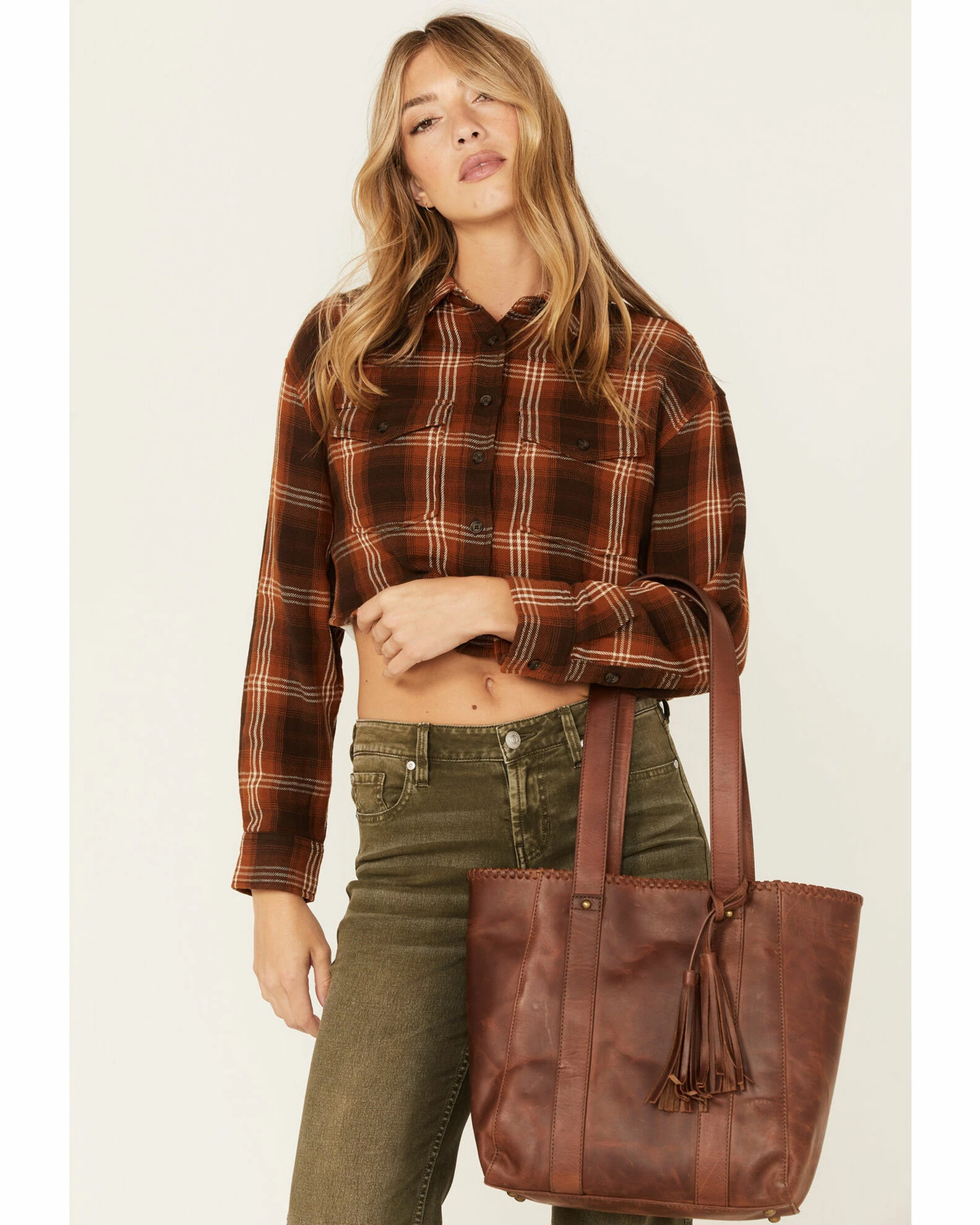 Cleo + Wolf Women's Brown Leather Tote Handbag Distressed Brown 1 Cleo + Wolf Women's Brown Leather Tote Handbag Distressed Brown