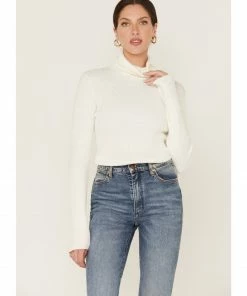 Cleo + Wolf Women's Ribbed Turtleneck Sweater Ivory