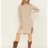 Cleo + Wolf Women's Marled Turtleneck Sweater Dress Oatmeal